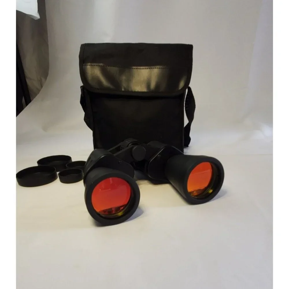 Binolux Military Compact Binoculars 20x50 Wide Angle Red Lens with Pouch